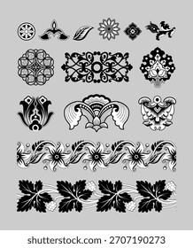 Una colección de adornos florales de Vector