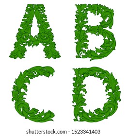 collection floral vintage font. set of letters, ABCD for your design