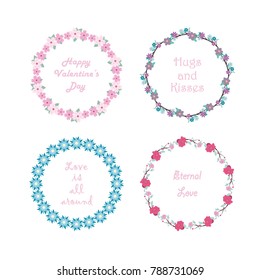 Collection of floral wreath with text