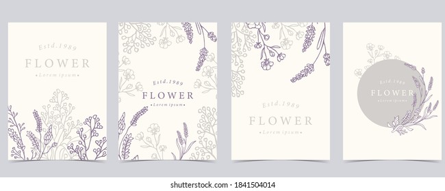 Collection of flower background set with lavender.Editable vector illustration for website, invitation,postcard and sticker