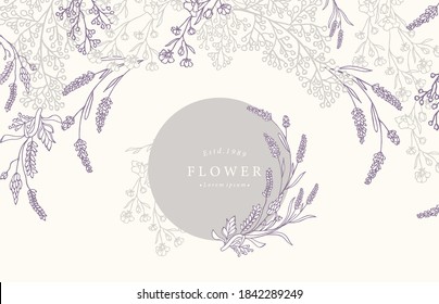 Sammlung von floralem Hintergrund mit Lavendel.Bearbeitbare Vektorgrafik für Website, Einladung, Postkarte und Aufkleber