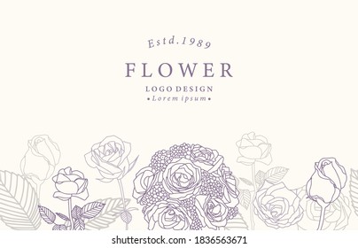 Colección de fondo floral con lavanda,rosa.Ilustración vectorial editable para sitio web, invitación, postal y pegatina