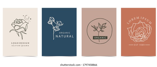 Collection Flower Background Set Roseleafeditable Vector Stock Vector ...