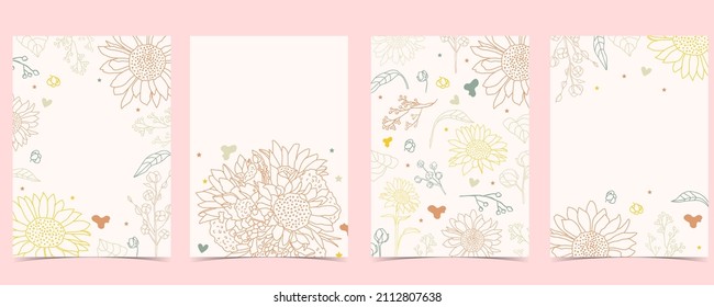 Collection of flower background set with sunflower,leaf