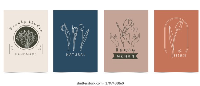 Collection Of Flower Background Set With Tulip.Editable Vector Illustration For Website, Invitation,postcard And Sticker