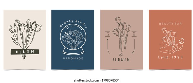 Collection of flower background set with tulip.Editable vector illustration for website, invitation,postcard and sticker
