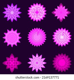 Collection of flower botanical ornament sticker abstract background pattern vector illustration