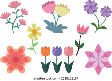 Collection of flower element Illustration, Floral Material decoration vector design.