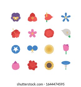 COLLECTION OF FLOWER FLAT ICONS