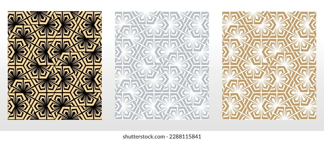 Colección de patrones geométricos de flores. Fondos vectoriales sin inconvenientes. Ornamentos de colores. Ornamento para tela, papel pintado, embalaje. Impresiones decorativas