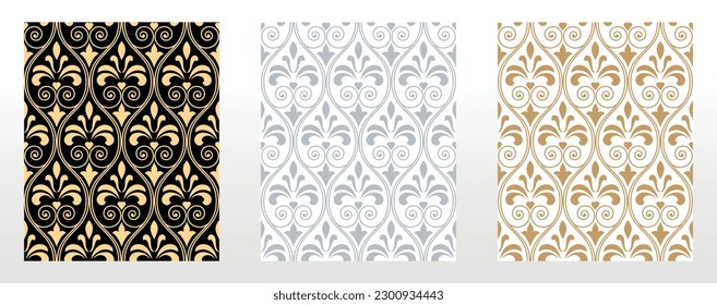 Colección de patrones geométricos de flores. Fondos vectoriales sin inconvenientes. Ornamentos de colores. Ornamento para tela, papel pintado, embalaje. Impresiones decorativas