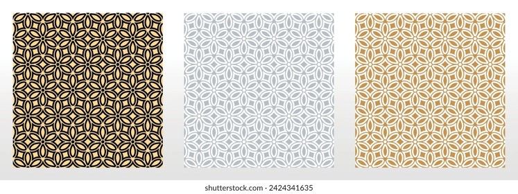 Collection of flower geometric patterns. Seamless vector backgrounds. Colored ornaments. Ornament for fabric, wallpaper, packaging. Decorative prints