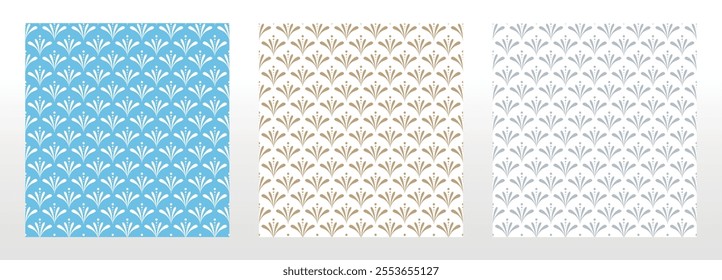 Collection of flower geometric patterns. Seamless vector backgrounds. Colored ornaments. Ornament for fabric, wallpaper, packaging. Decorative prints