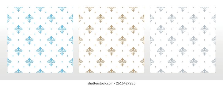 Collection of flower geometric patterns. Seamless vector backgrounds. Colored ornaments. Ornament for fabric, wallpaper, packaging. Decorative prints