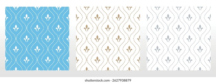 Coleção de padrões geométricos de flores. Planos de fundo vetoriais perfeitos. Ornamentos coloridos. Ornamento para tecido, papel de parede, embalagem. Impressões decorativas