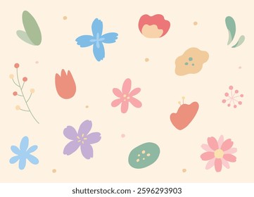 A collection of flower illustrations reminiscent of spring