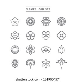 collection of flower line icons