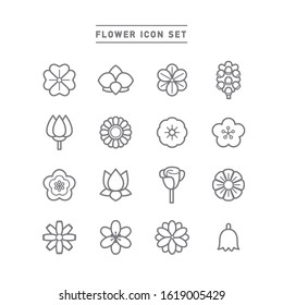 collection of flower line icons