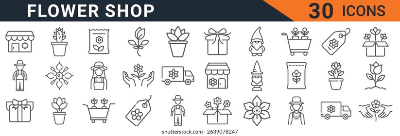 a collection of flower shop icons including plants gifts delivery and staff perfect for website graphic design and other creative projects the icons are simple and easy to use