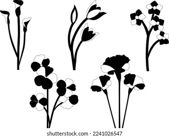 Colección del vector de siluetas de flores