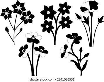 Collection of Flower silhouettes Vector