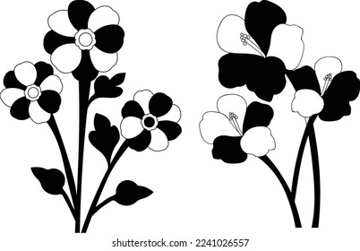 Colección del vector de siluetas de flores