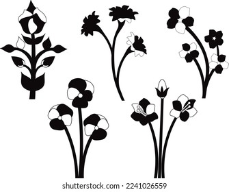Collection of Flower silhouettes Vector