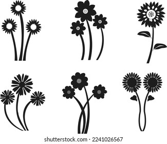 Collection of Flower silhouettes Vector
