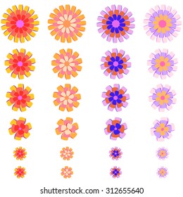 A collection of flowers or bows for the design. Vector illustration