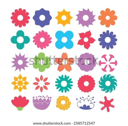 Collection of flowers, Colorful flowers collection, Flower vector Icon set