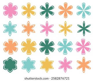 Collection of flowers. Flowers colorful vector set isolated in white background style for banners, wallpaper, posters, websites, online shopping. 