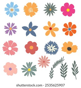 Colección de flores, fondo colorido de flores silvestres. estilo para la tela, impresión, Anuncios, Fondo de pantalla, carteles, Sitios web, compras en línea. diseño botánico de la Ilustración vectorial e idea creativa, eps 10.
