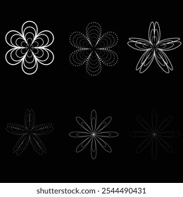 Colección de conjunto de iconos de flores. fondo abstracto de flores de origami. estilo para Anuncios, Fondo de pantalla, carteles, Sitios web, compras en línea. Diseño botánico de Ilustración vectorial