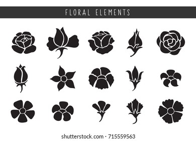 Collection of Flowers Icon.Flourishes Vector Design Elements