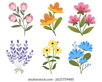Collection of Flowers and leaf's wall art vector background. Foliage line art drawing with abstract shape. Abstract Plant Art design for print, cover, wallpaper, Minimal and natural wall art.
