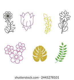 A collection of flowers and leaves 
Natural Elements vector background