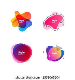 Collection of flowing liquid abstract shapes. Dynamical colored forms. Vector illustration. Can be used for advertising, marketing, presentation