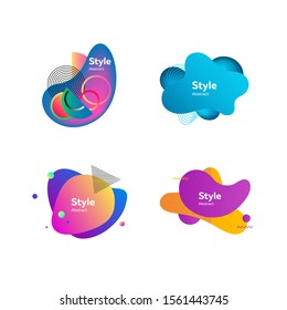 Colección de formas abstractas líquidas fluidas. Formas dinámicas de color. Ilustración vectorial. Se puede utilizar para publicidad, marketing, presentación