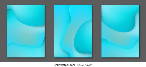 Collection fluid blue A4 size vector covers. EPS10.