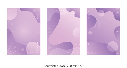 Collection fluid liquid poster and geometric background of dynamic shapes. Wallpaper gradient with liquid shape. Illustration colorful template banner with soft curve and wave.