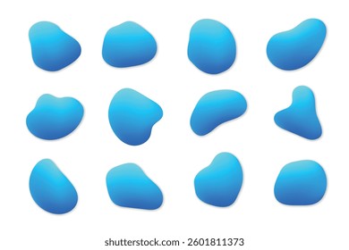 A collection of fluid, organic blue gradient blobs arranged in a modern abstract pattern, perfect for creative design