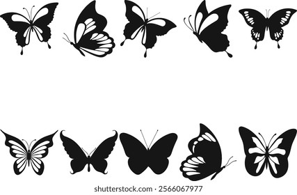 Collection of Flying Butterfly Silhouette Illustration