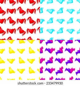 Collection of Flying Hearts Seamless Vector Pattern Set - Seamless pattern can be applied on different surfaces such as wallpaper, web page background, clothes and other fabrics, phone or tablet cases