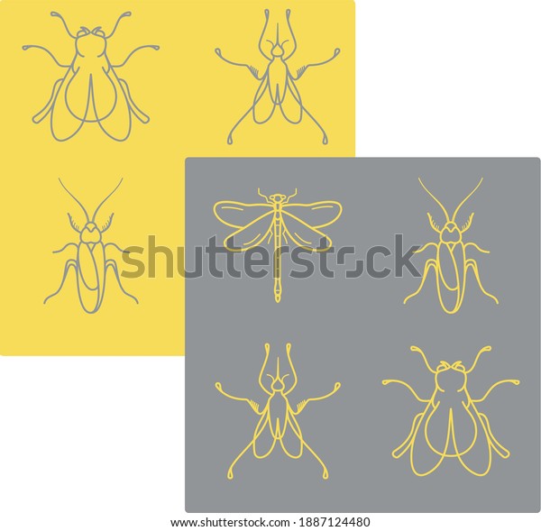 Collection Flying Insect Icons Isolated On Stock Vector (Royalty Free ...