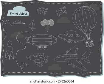 collection of Flying Object set  cartoon style