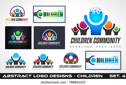 Colección de diseños de logotipos de la comunidad de niños creativos para la identidad de marca, el perfil de la empresa o logotipos corporativos con un estilo elegante y moderno.
