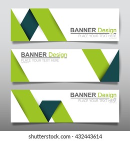 Collection fold ribbon green horizontal business banner set vector templates. clean modern geometric abstract background layout for website design. simple creative cover header. in rectangle size