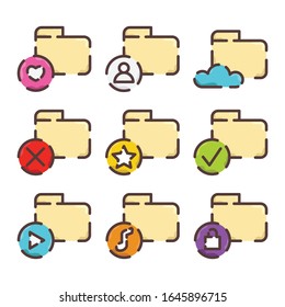 Collection of Folder Icons in Flat Style