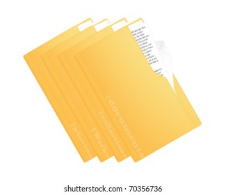 Collection of folders isolated on white background