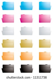 collection of folders in varies colors at different angles